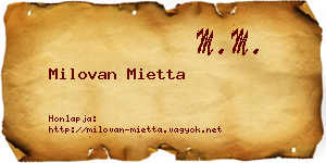Milovan Mietta névjegykártya